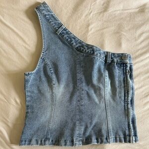 One-Shoulder Denim Top